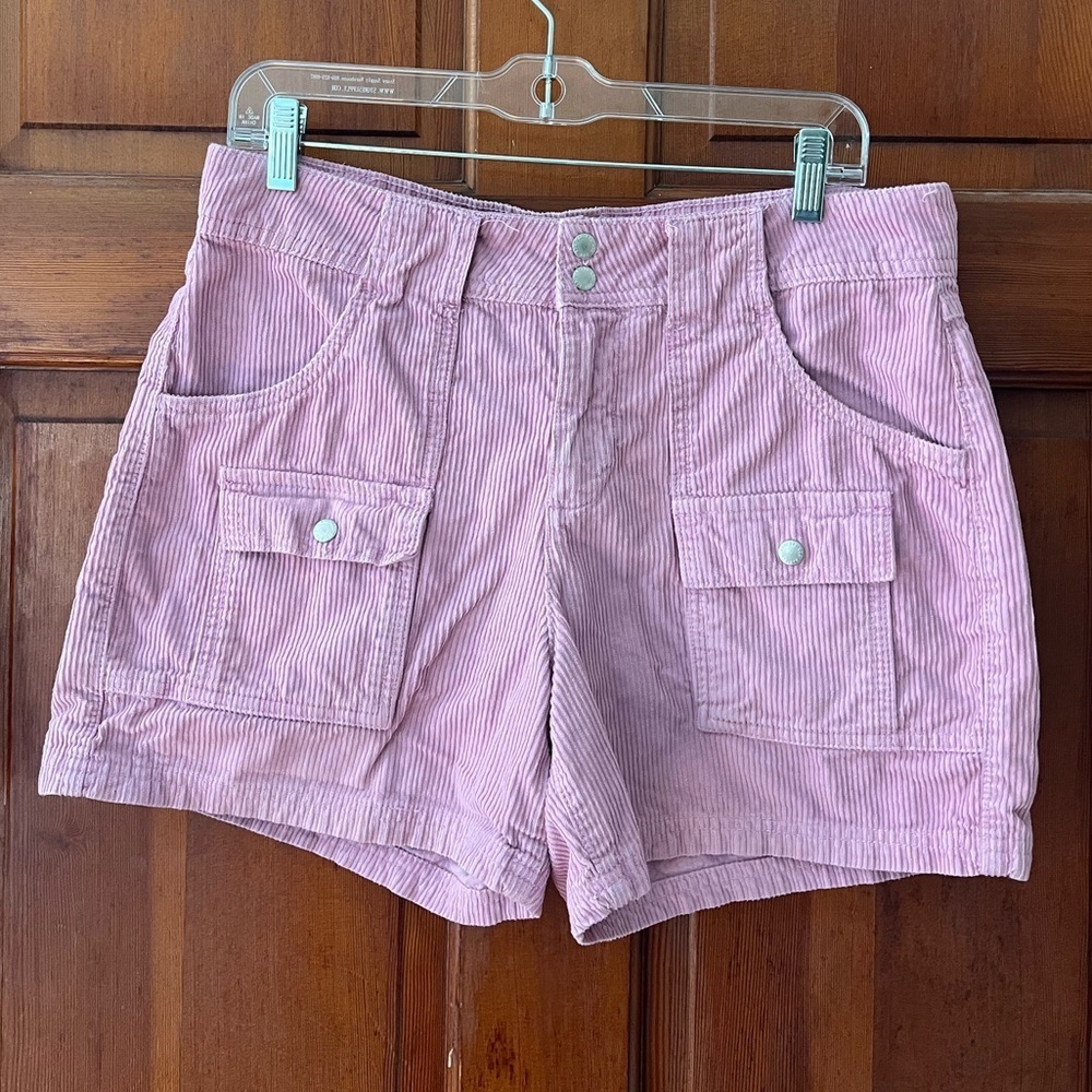 BDG Urban Outfitters Pink Corduroy Cargo Shorts High Rise Utility Shorts Size 8